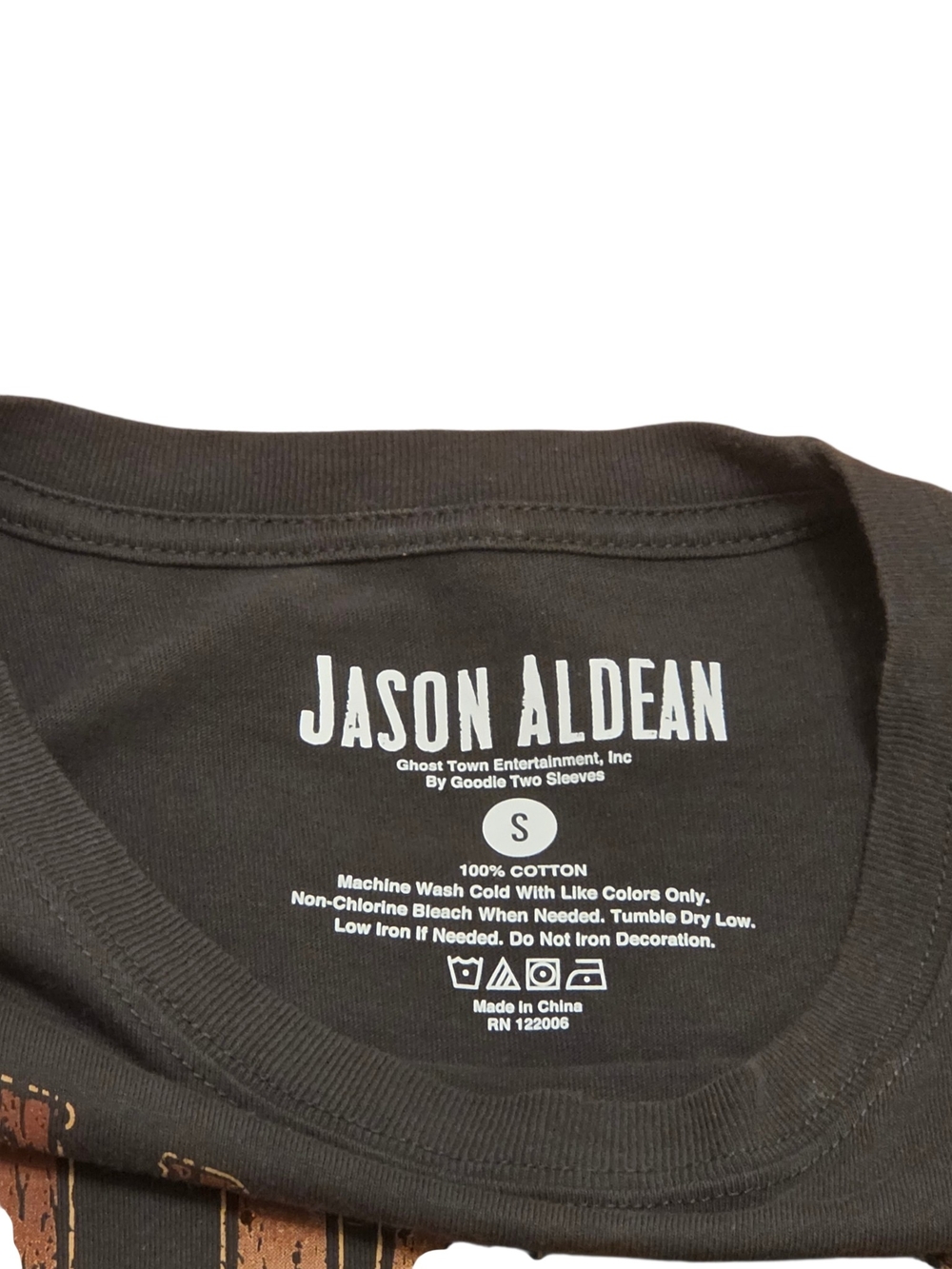 Jason Aldean Black Graphic Tee with Tan Print - Picture 3 of 3